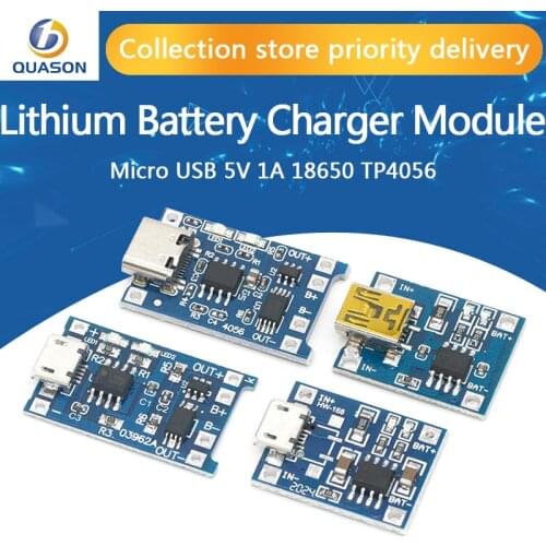 5pcs Micro/Type-c USB 5V 1A 18650 TP4056 Lithium Battery Charger Module Charging Board With Protection Dual Functions 1A Li-ion