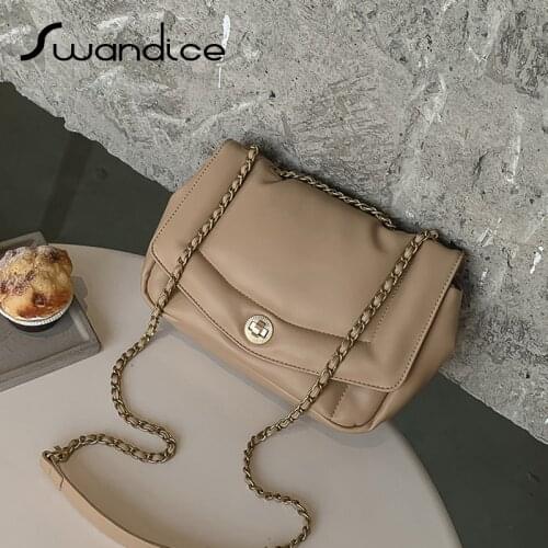 2020 High Quality Soft Cloud Feeling Simple Vintage Chain Flap Messenger Crossbody Shoulder Bags Women Female Handbags Purses