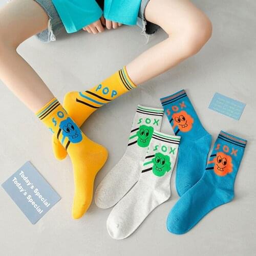Women Cute Cartoon Anime Middle Tube Sweet Socks High Quality Casual Cotton Personality Fashion Tide All-match Socks For Girls