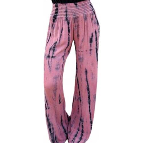 Women ladies Casual Palazzo Pants Elastic high waist Print Pattern Wide leg loose long pants trousers Female Fashion Bottoms XXL