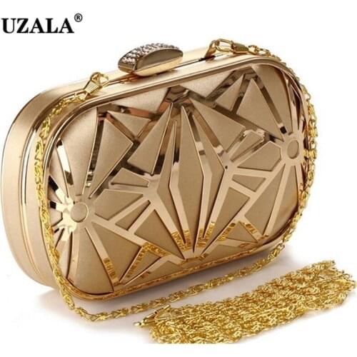 Gold Hollowed Out Evening Bag Clutch Wallet 2021 Women Chain Handbag For Party Lady Purse Shoulder Bag For Wedding/Dating/Party