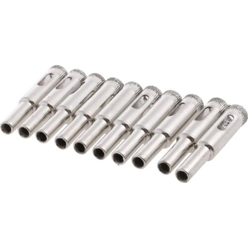 10Pcs 10mm Diamond Coated Core Drill Bits Hole Saw Glass Tile Ceramic Marble