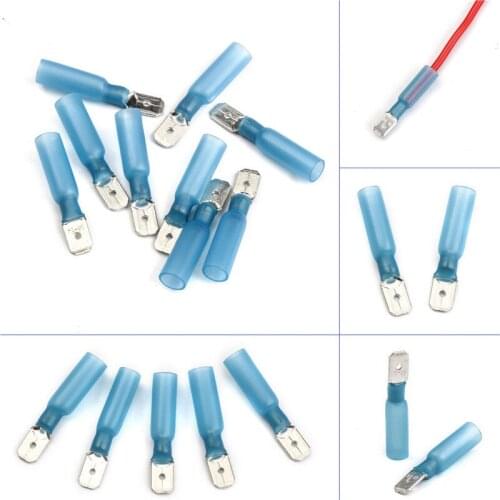 10Pcs Heat Shrink Spade Terminals Kit 10-22 AWG Waterproof Insulated Butt Cable Wire Crimping Connectors