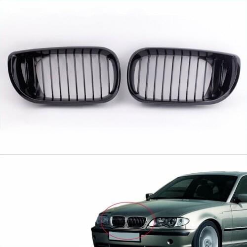2Pcs Gloss Black Kidney Front Grille for BMW E46 3 Series 4 Door 2002-2005 Car Styling Accessories