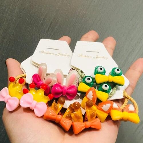 2Pcs Cute Rabbit Frog Animal Ears Children Rubber Bands Scrunchies Elastic Hair Bands Girls Headband Decorations Ties Gum