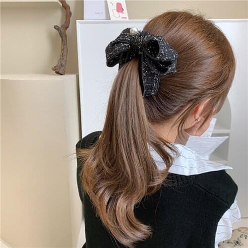 2020 Fashion Hair Accessories For Girls New Korea Style Sweet Hairpin Cute Ribbon Bow Imitation Pearl Banana Hair Clip Women