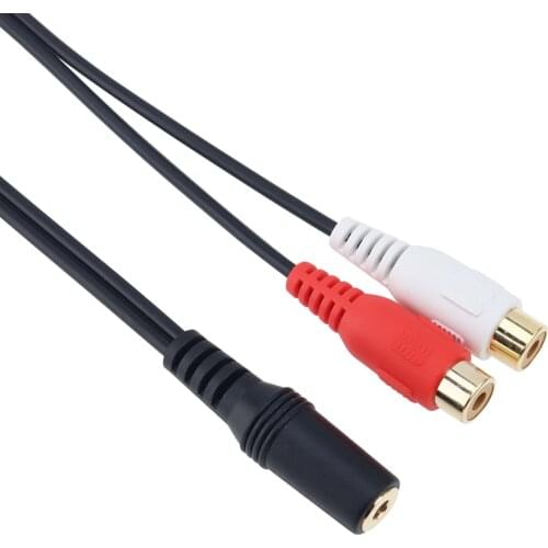 3.5mm Stereo Audio Female Jack to 2 RCA Female Socket Adapter Cable Conversion Line For Headphone DVD CD TV VCR 500pcs