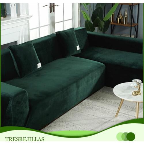Velvet Plush L Shaped Sofa Elastic Furniture Couch Slipcover for Living Room Stretch Slipcover Couch Cover with Pillowcase