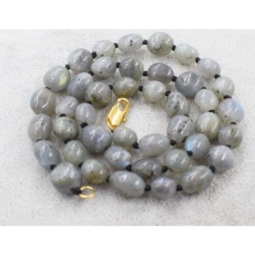 Labradorite black necklace baroque 8-10mm 17inch FPPJ wholesale beads nature fashion gift woman
