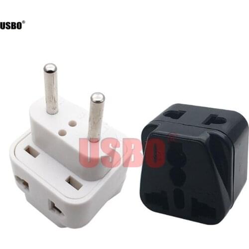 Black White 16A 250V Copper 2-into-1 EU Swiss Brazil Italy Korea Denmark Portugal 4.0MM pin travel adaptor plug socket convertor