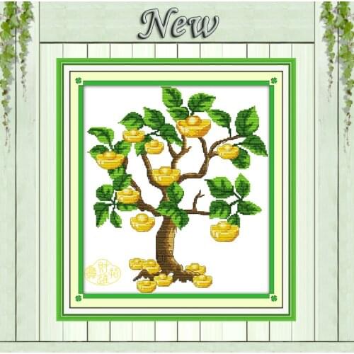 Money tree flowers mascot home decor painting Counted Print on canvas DMC 11CT 14CT Cross Stitch kits needlework Sets embroidery