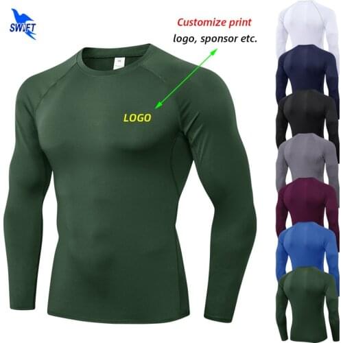 Customize Print Compression Shirts Men Rashguard Fitness Long Sleeves Running T-Shirt Gym Football Jersey Sportswear Top Tees