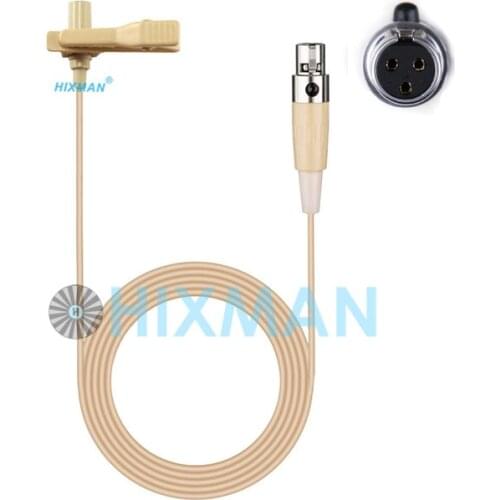 HIXMAN Beige LM3-AK OmniDirectional Lapel Tie clip lav Lavalier Condenser Mic For AKG SAMSON Audix Wireless Transmitter TA3F