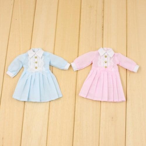 ICY DBS Blyth doll icy licca dress clothes blue pink dress long sleeves Autumn dress
