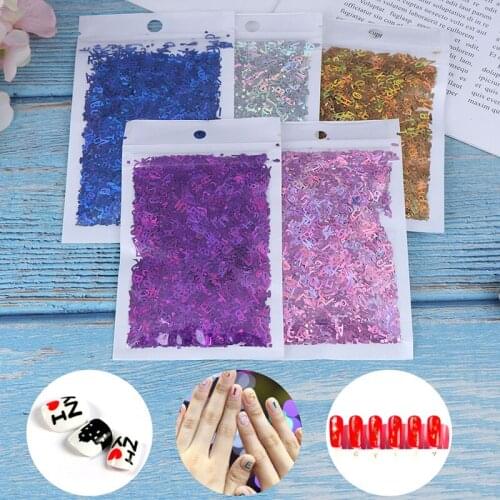 Laser Letter Nail Glitter Sequins Mixed Nail Flakes Manicure Nail Art Decoration