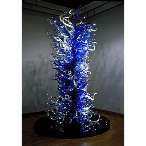 LRS005-Free Shipping Modern Garden Deco Blue Colored Glass Art Sculpture