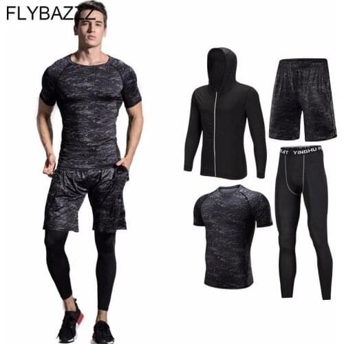 Men Compression Sports Suit Breathable Gym Workout Clothes Jogging Elastic Tracksuit Fitness Training Running Sets Sportswear