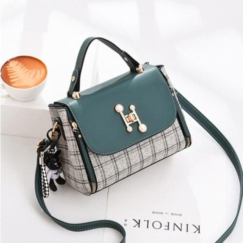 2021 Spring New Fashion Brand Designer Ladies Handbags Plaid Messenger Female Bag High Quality Shoulder Bags Portable Square Bag
