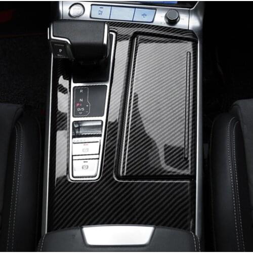 Carbon Fiber Color Center Console Gear Shift Panel Decoration Cover Trim 2Pcs For Audi A6 C8 2019 LHD Car Styling Accessories