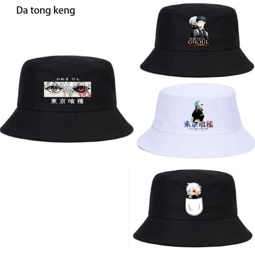 Tokyo Ghoul Japanese Anime hat Kaneki Ken Eyes Women Men Panama Bucket Cap The Design Flat Visor Harajuku Fisherman Hat