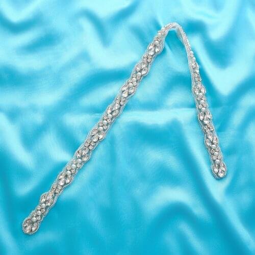 Belt Sash Sewing Wedding Dresses DIY Beaded Iron On Bridal Applique Crystal Rhinestone Accessory Wholesale S132