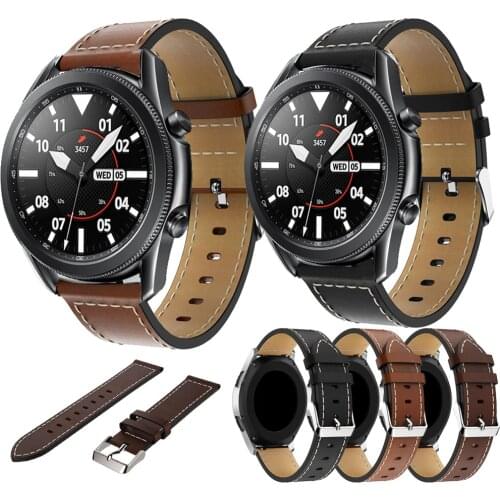 20 22mm Genuine Leather Strap Watchband For Samsung Galaxy Watch 3 41 45mm original Wristband Bracelet For Amazfit GTR 2 Correa