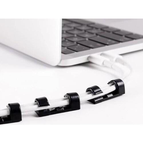 Black/white/transparent 10pc self-adhesive desktop cable organizer fixing clamp Thread organizer Buckle Clips Fastener Holder