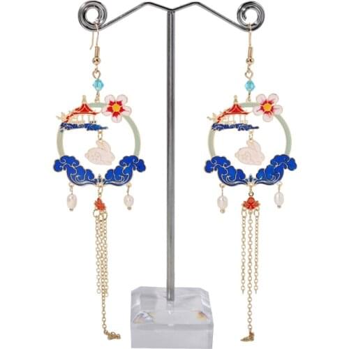 The Design of Ancient Chinese Mythology Rabbit Palace Tassel Earrings For Women Fashion Jewelry Good Gift