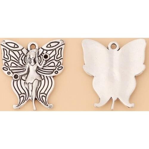 20pcs/Lot Tibetan Silver Butterfly Fairy Charms Pendants for DIY Necklace Jewelry Making Accessories