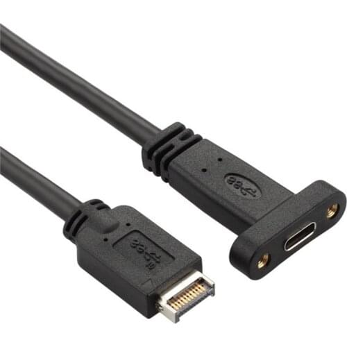USB 3.1 TYPE-E Front Panel Header to USB C Type-C Female Extension Cable 50cm with Panel Mount Screw