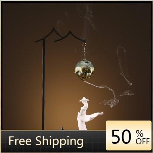 Hanging Incense Burner Chain Accessories Incense Burner Holder Buddha Metal Backflow Zen Box Encens Buddhist Decoration AA50XL