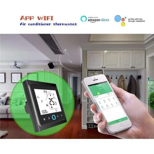 TUYA 2pipe wifi thermostat for temperature control to control heating or cooling,works with Alexa Google home, 95-240VAC 24VAC