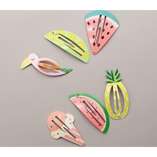 2PCS New Cute Birdie Watermelon Pineapple Fruit Hairpins Girls Hair Accessories Children Headwear Baby BB Hair Clips Headdress