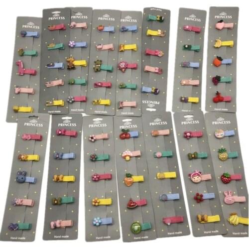 2020 New 5Pcs/Set Cartoon Girls Barrettes 3.5cm Small Cute Flower Fruit Bow Hair Clips Hair Accessories Baby Princess Hairpins