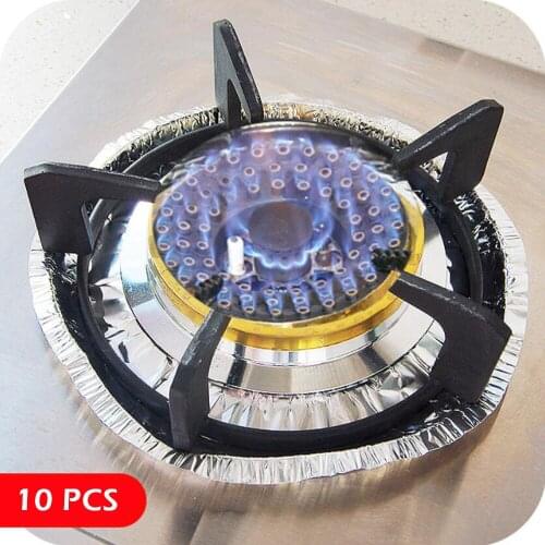 10Pcs High-temperature Gas Stove Clean Pad Thick Aluminum Foil Grease proof Paper Foil Protector Cover Kitchen Accessories 1050C