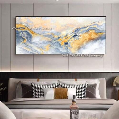 Golden Water Gray Yellow Art Abstract Painting Oil Painting on Wall Art Poster for The Living Room Family Painting Wall Painting