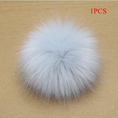 1PC 8cm Fluffy Faux Fox fur Pompoms with Press Stud/Button or Elastic Loop for Beanie knitting Hat Women Bag DIY Accessorsories