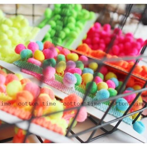 2yards candy pompom trim neon color decorative trim 1cm ball diameter 1.5cm wide trimming laciness Handmade materials accesory