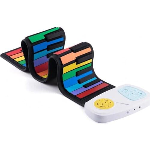49-key Kids Musical Instrument Hand Roll Electronic Piano Toys Rainbow Convenient Know Music Hobbies Learning Education Pianos