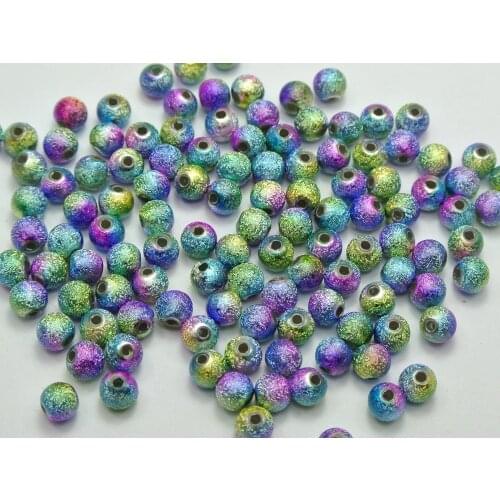500 Peacock Multi-Color Stardust Acrylic Round Beads 6mm(1/4") Spacer Finding