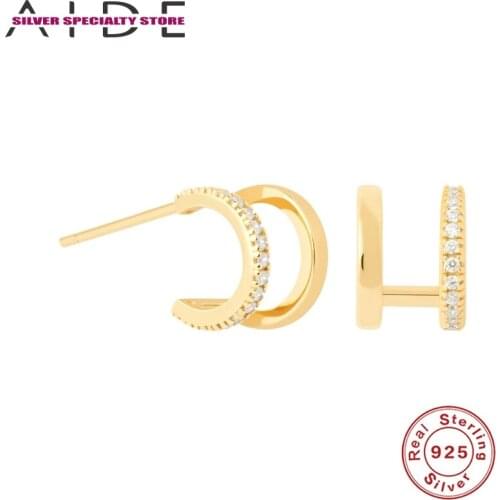 AIDE White Zircon Hook Earring For Women 925 Silver Earrings Fashionable Stud Earrings For Girl Fine Jewelry Pendientes For Gift
