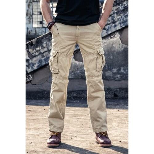Mens Cargo Pants Mens Casual Multi Pockets Military Large size Tactical Pants Men Outwear Army Straight slacks Long Trousers