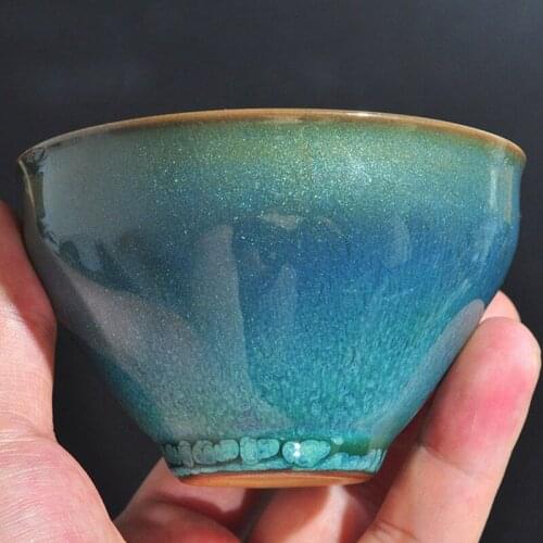 Kiln change tea cup home custom Zen taste teacup Japanese ceramic master cup starry tea ceremony cup flow glaze