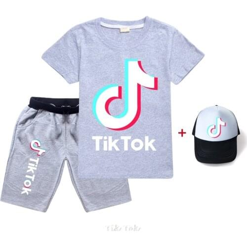 Children Tik Tok 2020 Summer Print T-shirt Cartoon Anime Short Sleeve Childrens Shorts Toddler Boy Girl Short Sleeve Suit