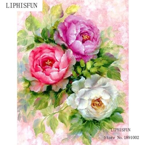 Diamond Embroidery Wealth Peony Flower 5d Diy Diamond Painting Cross Stitch Full Drill Rhinestone Decoration