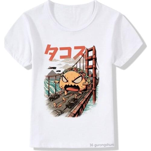 Anime Kanagawa Big Ramen Kids T Shirt T-shirt Boy Girl Funny Cute Cartoon Print Boy T shirts Fashion Wholesale Children Clothing