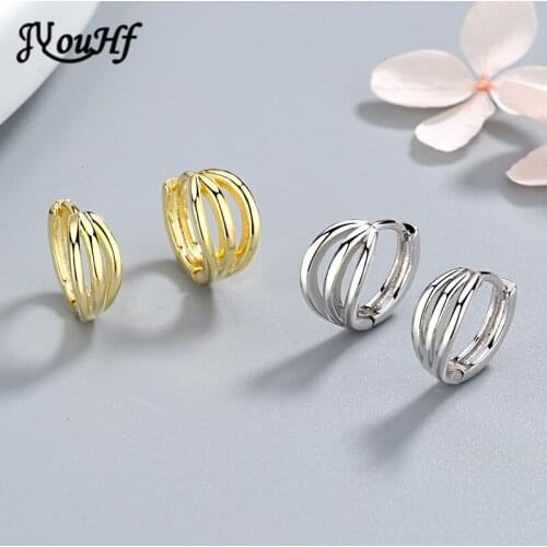 JYouHF Fashion Small Gold Silver Color Hoop Earrings for Women Girls Three-layer Twist Simple Earring Party Jewelry Pendientes