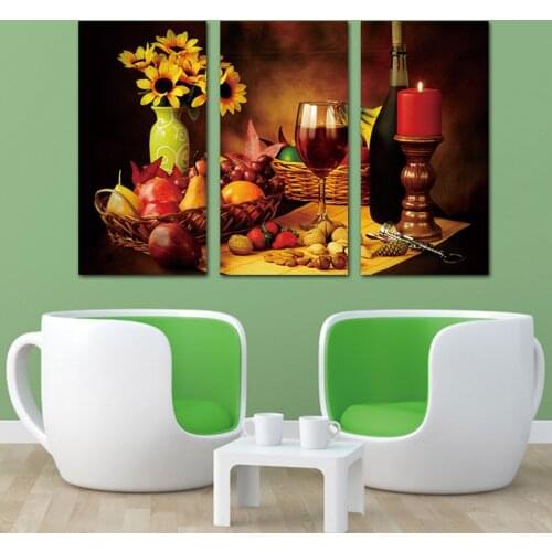 Gift Painting 3pcs Modern Home Canvas Wall Art Fruits Red Wine 30*60cm