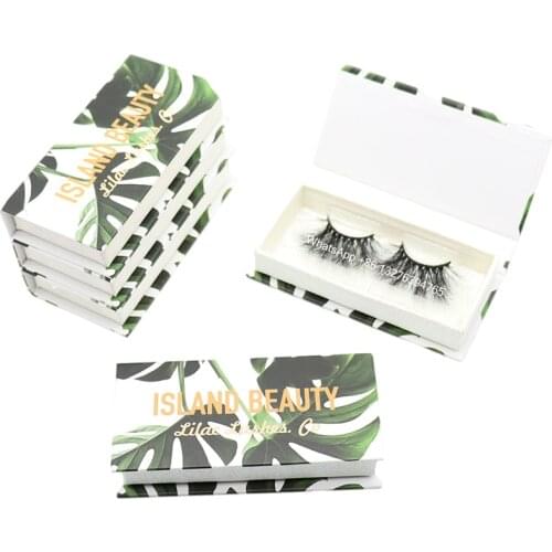 Tropical Style Leaves Eyelash Packing Box Free Custom Logo Mink Eyelashes Wholesale Custom Lashbox Packaging With Logo Free Tray