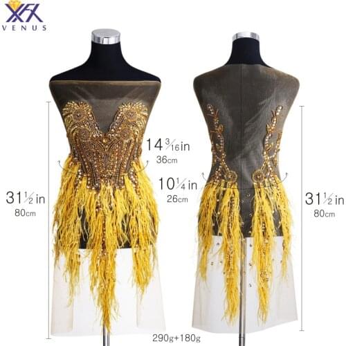 XFX VENUS 1pc beautiful flowers beaded bodice applique and crystal bodice Lady handmake Wedding Dress Accessories